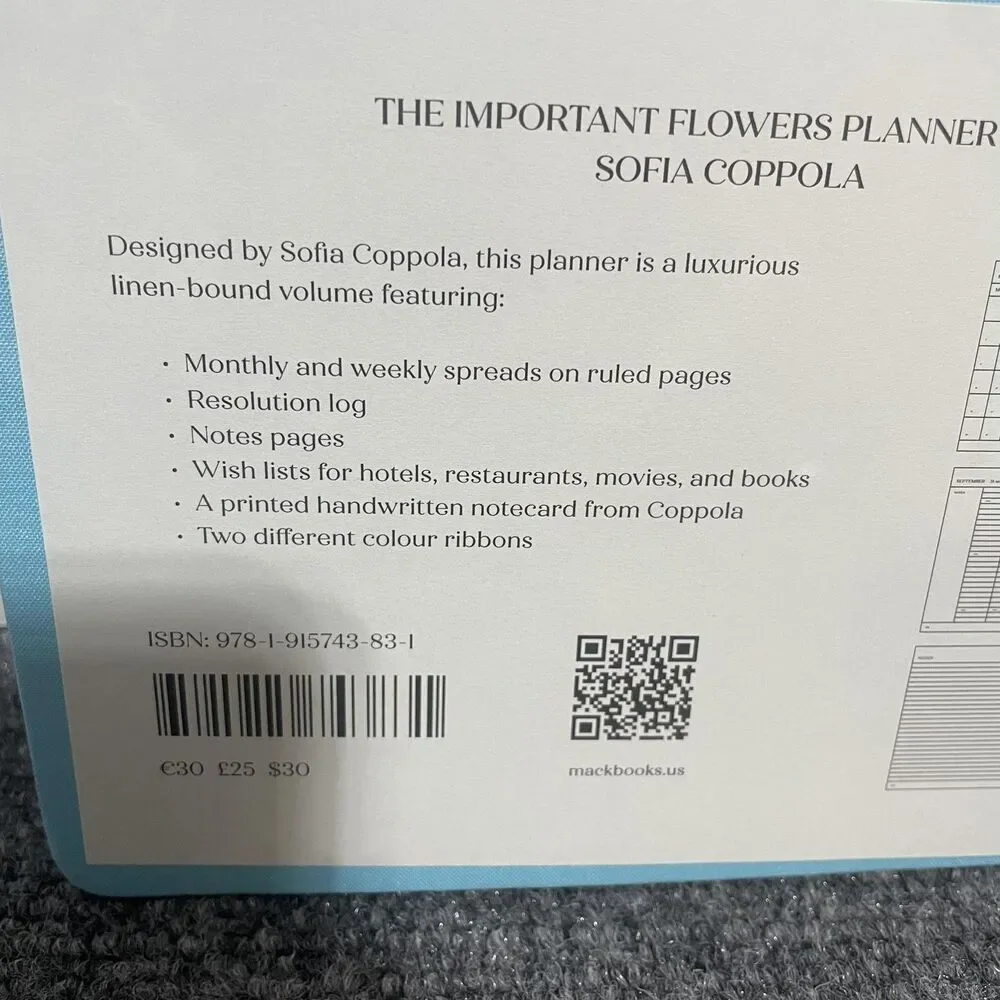 The Important Flowers Planner 2026 Sofia Coppola Linen Diary Journal Notebook